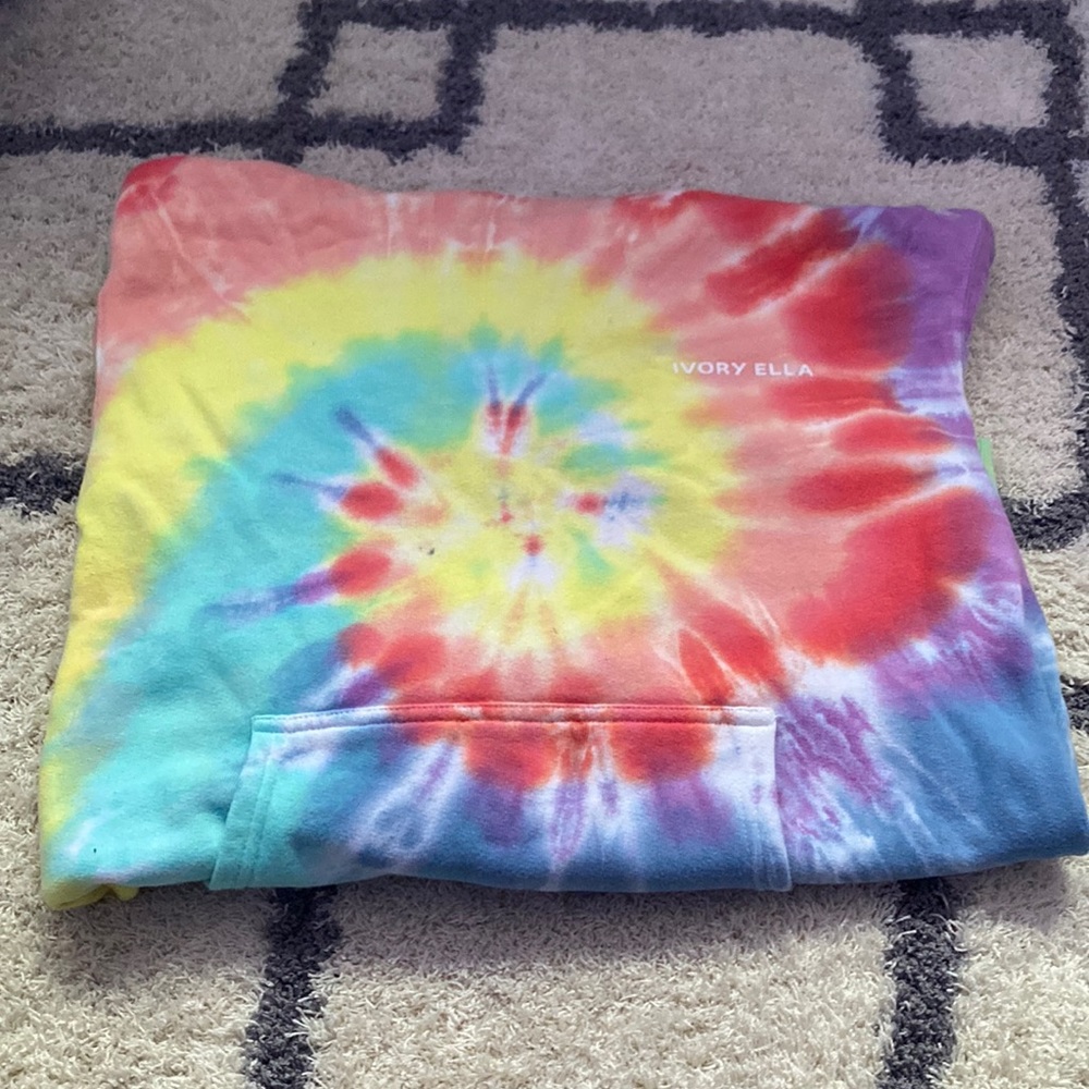 Xs tie dye ivory Ella elephant hoodie